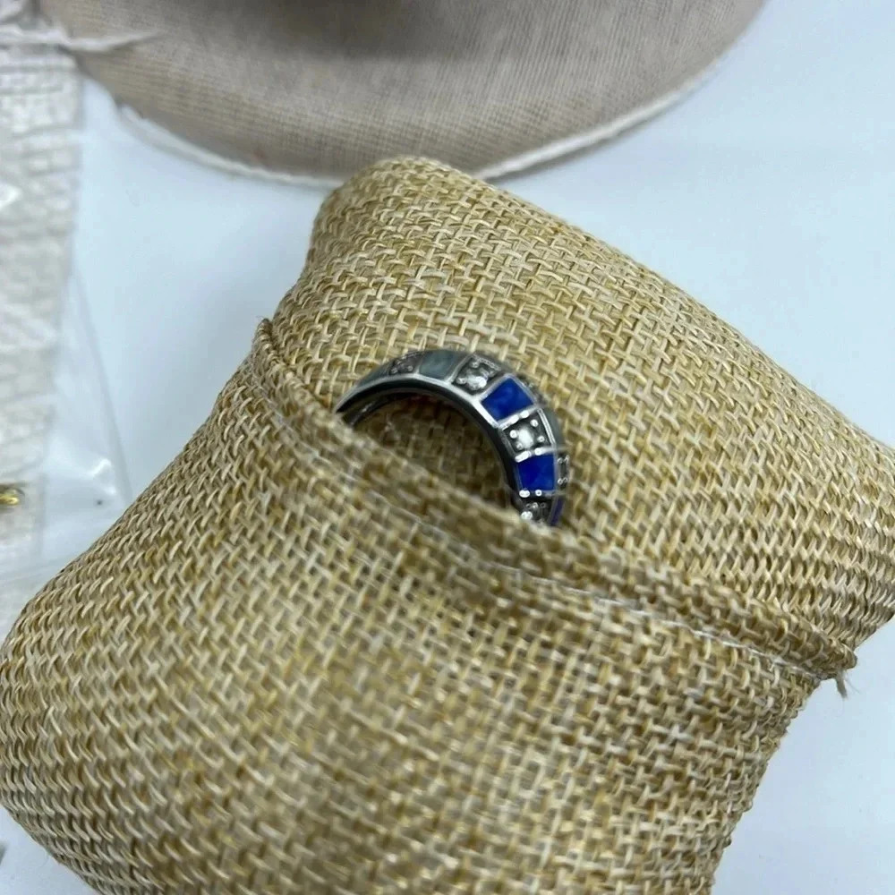 💍 Ross Simons Diamonique Blue Enamel Checkerboard Ring - Picture 12 of 16